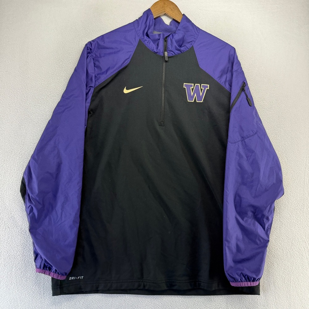 University of Washington Jacket Men's XL Black Nike Dri Fit Huskies Pullover